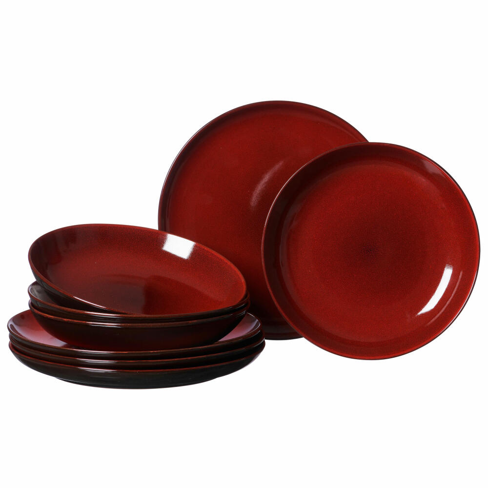 Ritzenhoff &amp; Breker dining set Gambia, 8-piece, table service, crockery set, service, stoneware, red, 420135