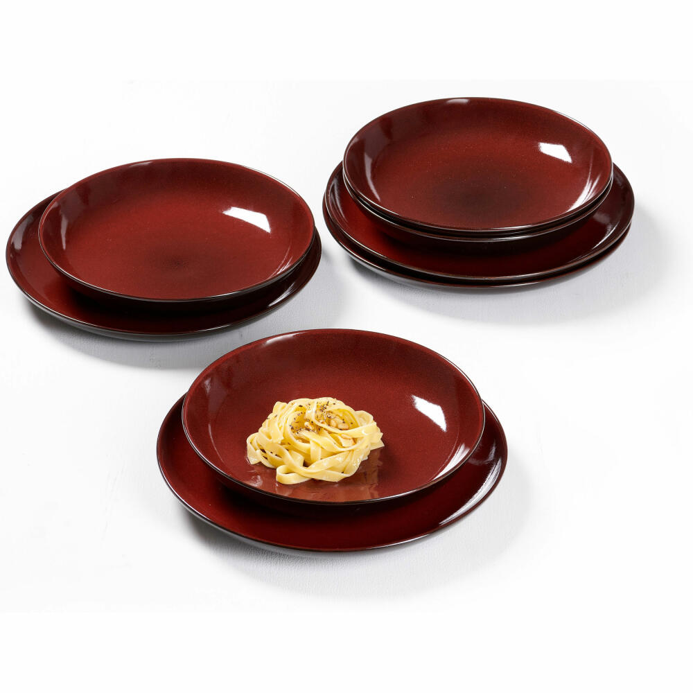 Ritzenhoff &amp; Breker dining set Gambia, 8-piece, table service, crockery set, service, stoneware, red, 420135