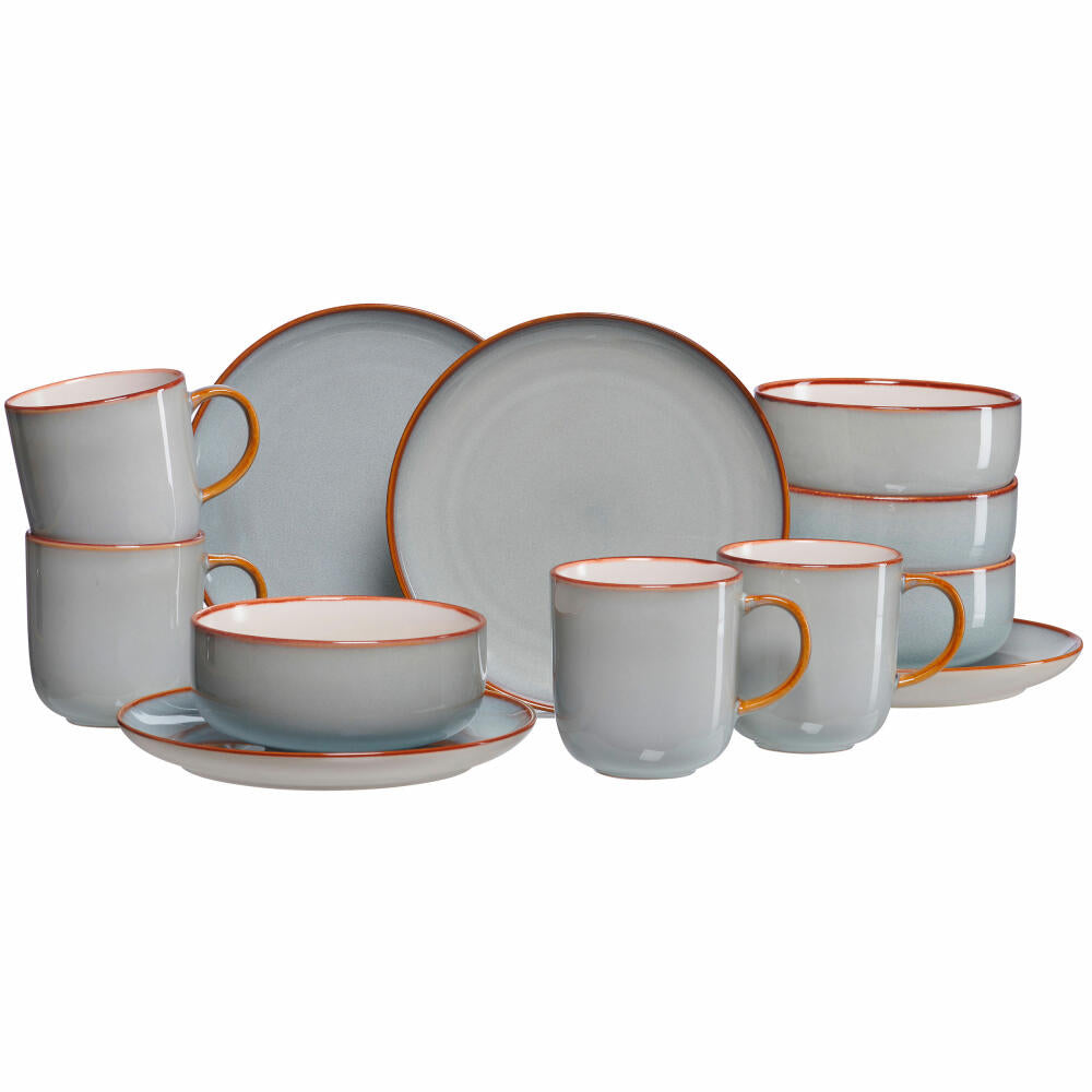 Ritzenhoff &amp; Breker breakfast set Portofino, 12 pcs., breakfast service, tableware set, service, stoneware, gray, 420142
