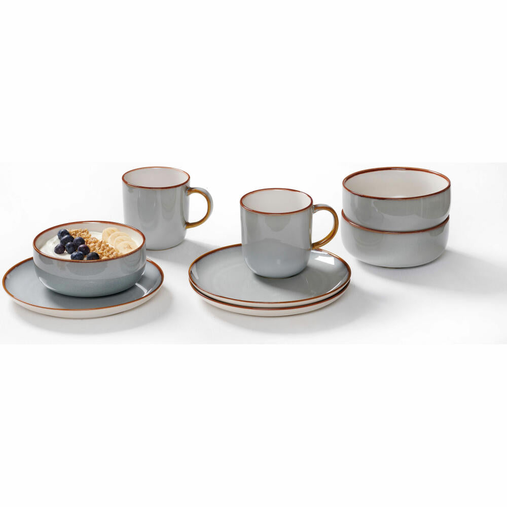 Ritzenhoff &amp; Breker breakfast set Portofino, 12 pcs., breakfast service, tableware set, service, stoneware, gray, 420142