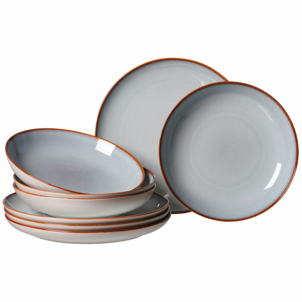 Ritzenhoff &amp; Breker dining set Portofino, 8-piece, dinner service, tableware set, service, stoneware, grey, 420159