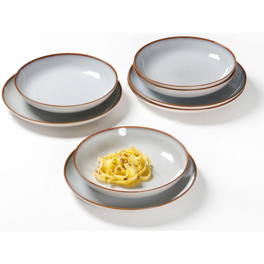 Ritzenhoff &amp; Breker dining set Portofino, 8-piece, dinner service, tableware set, service, stoneware, grey, 420159