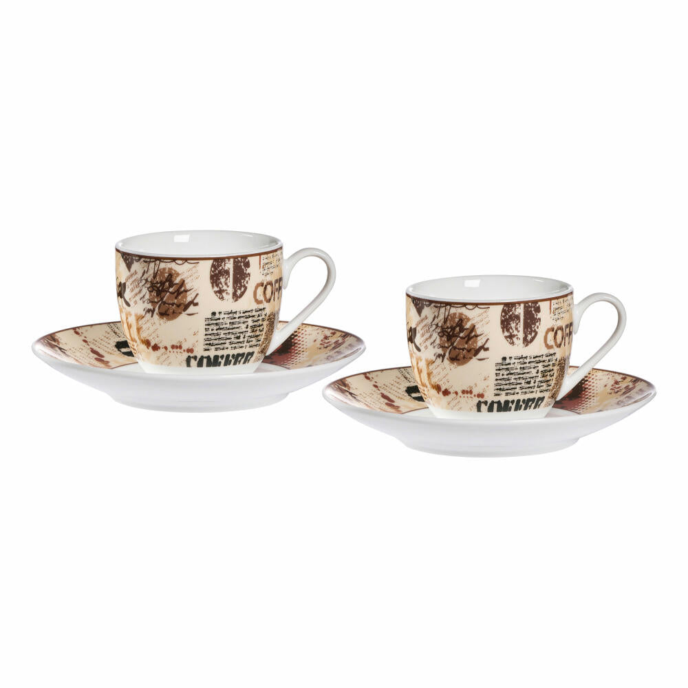 Ritzenhoff &amp; Breker Espresso Set Crema, 4-piece, espresso cup, cup, upper cup, saucer, porcelain, beige, 90 ml, 422092