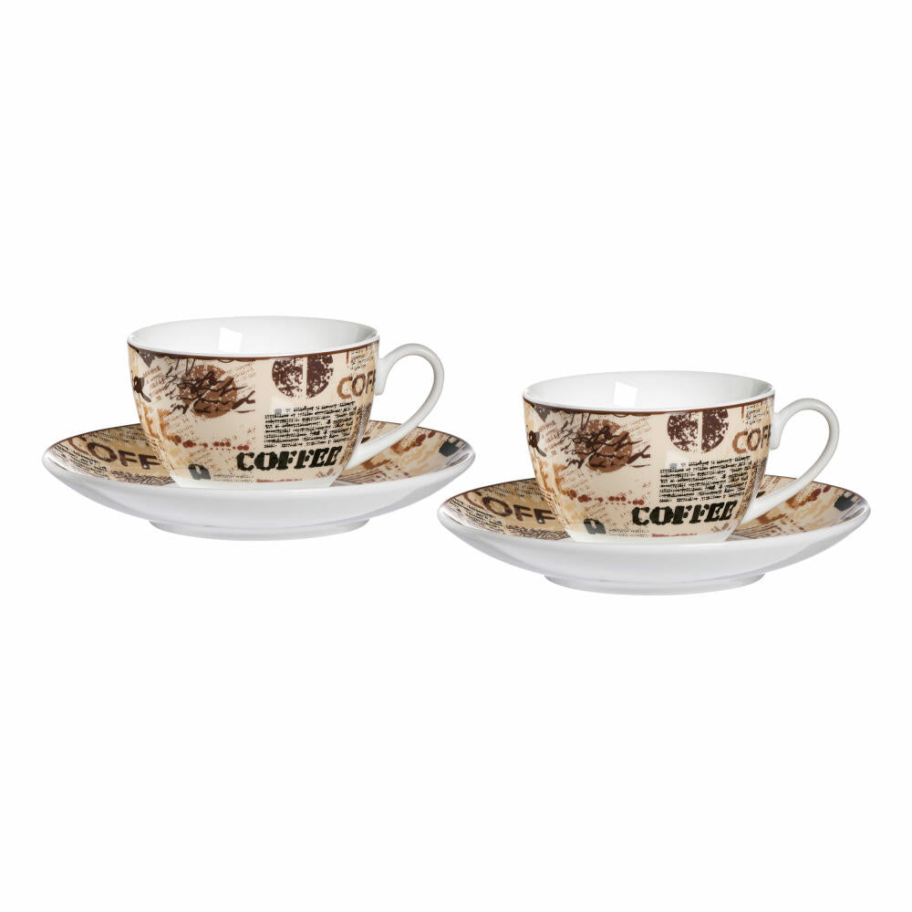 Ritzenhoff &amp; Breker Cappuccino Set Crema, 4-piece, cappuccino cup, cup, upper cup, saucer, porcelain, beige, 220 ml, 422108