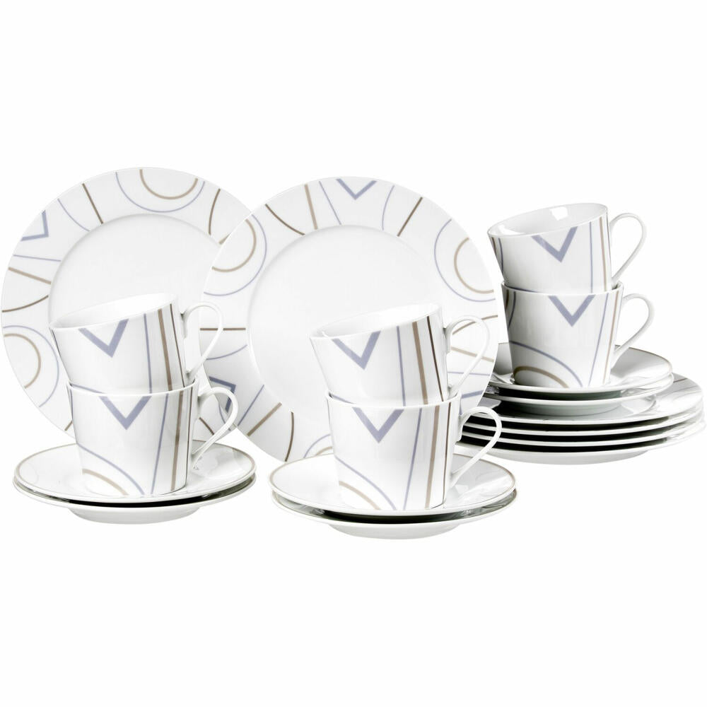 Ritzenhoff &amp; Breker Graphic coffee service, 18-piece, tableware set, coffee service, porcelain, white, 422689