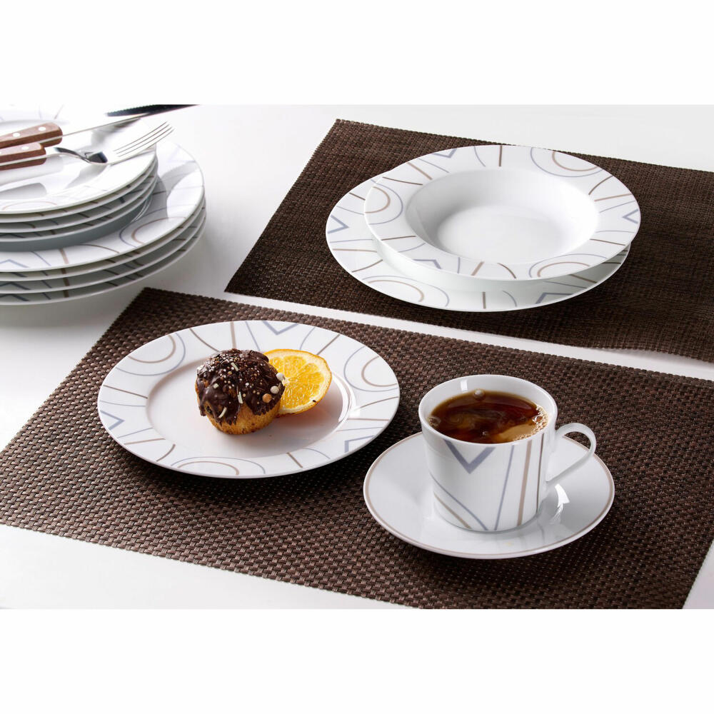 Ritzenhoff &amp; Breker Graphic coffee service, 18-piece, tableware set, coffee service, porcelain, white, 422689
