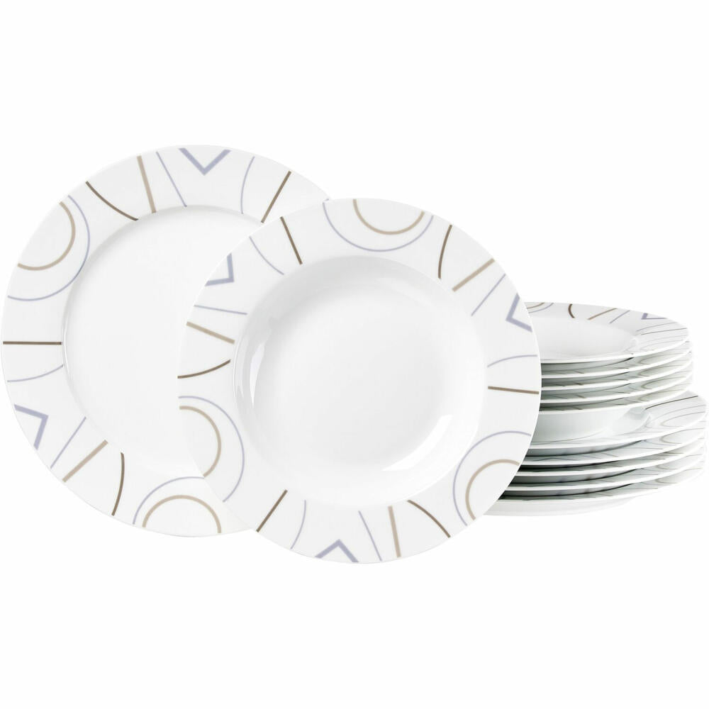 Ritzenhoff &amp; Breker Graphic dinner service, 12-piece, tableware set, service, porcelain, white, 422696
