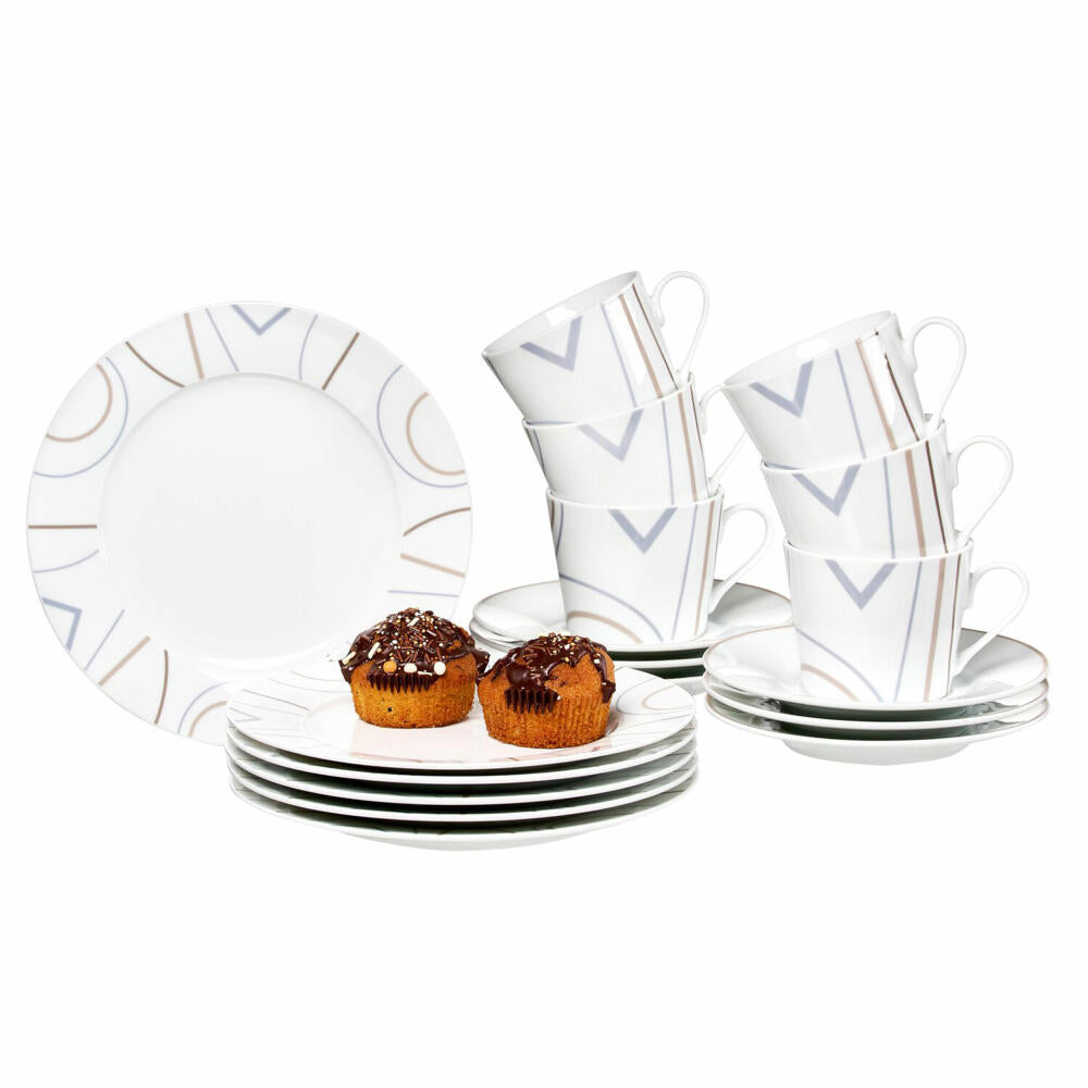 Ritzenhoff &amp; Breker Graphic dinner service, 12-piece, tableware set, service, porcelain, white, 422696