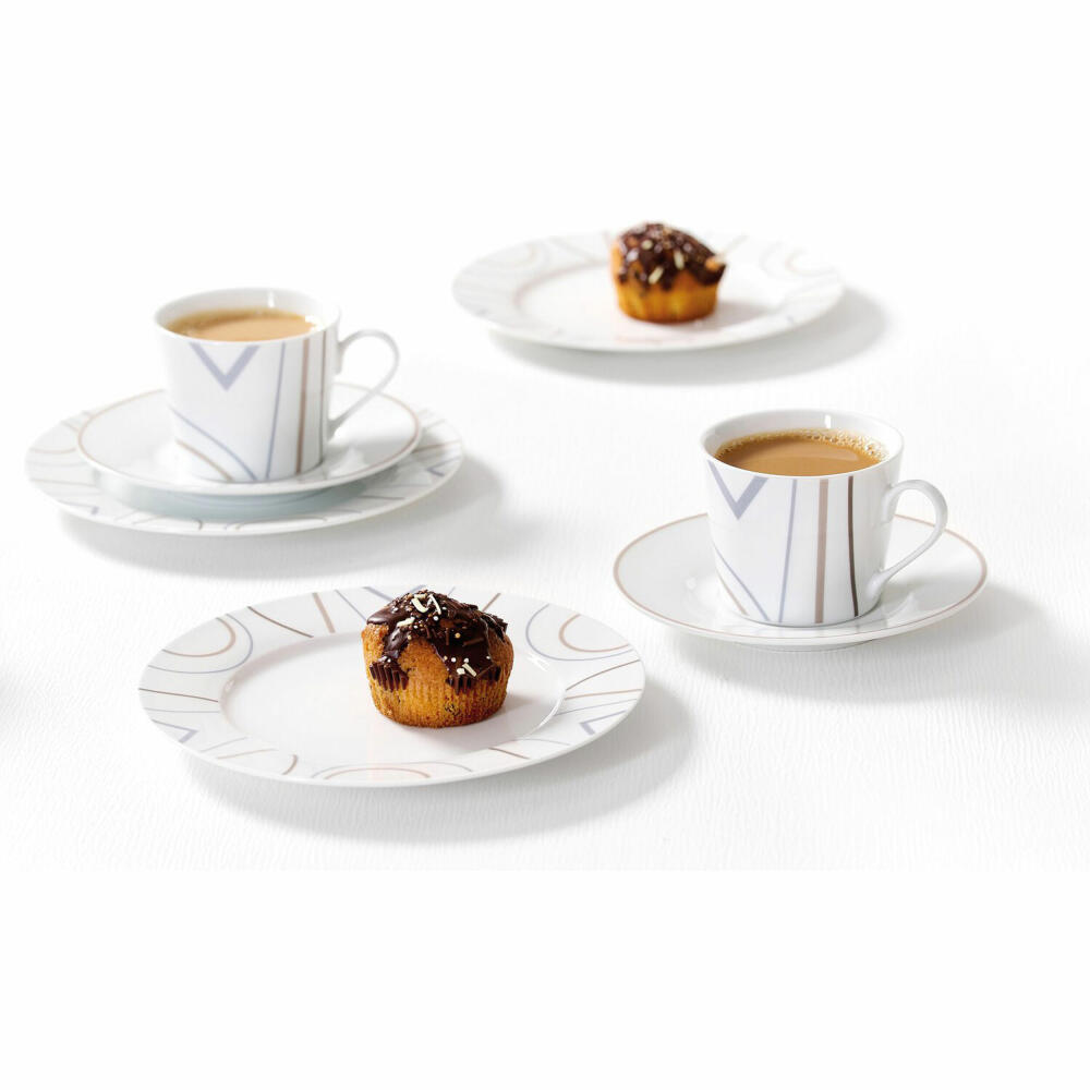 Ritzenhoff &amp; Breker Graphic dinner service, 12-piece, tableware set, service, porcelain, white, 422696