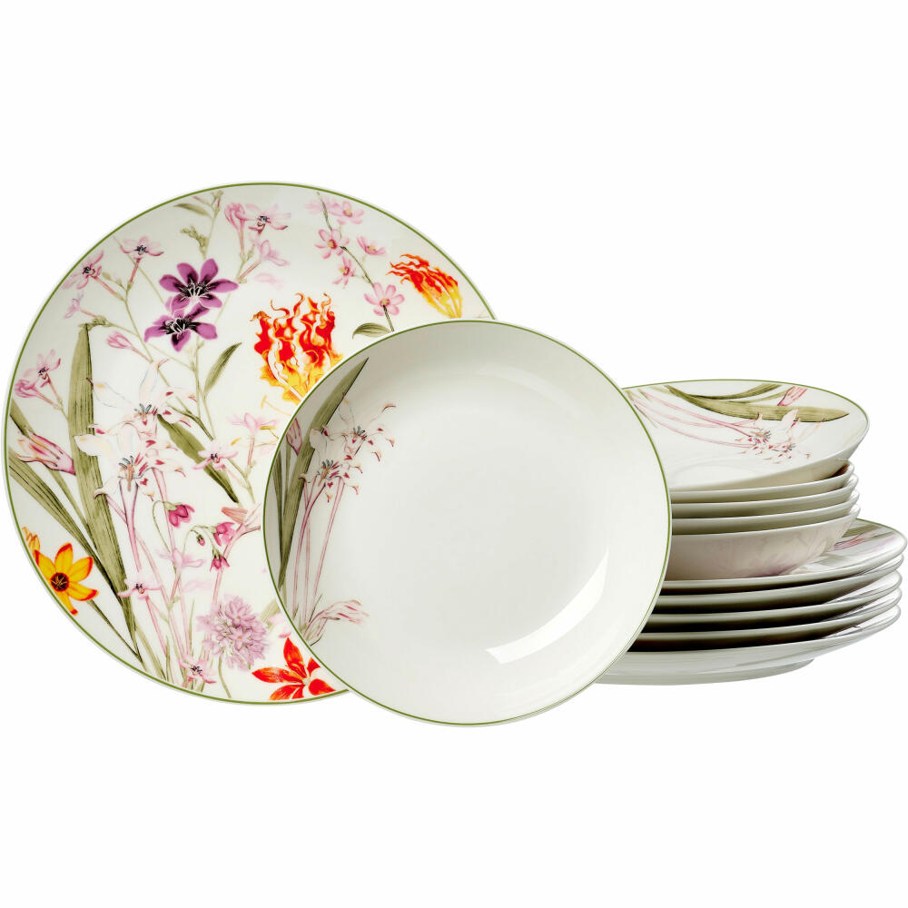 Ritzenhoff &amp; Breker dinner service Flora, 12-piece, tableware set, service, porcelain, colorful, 426052