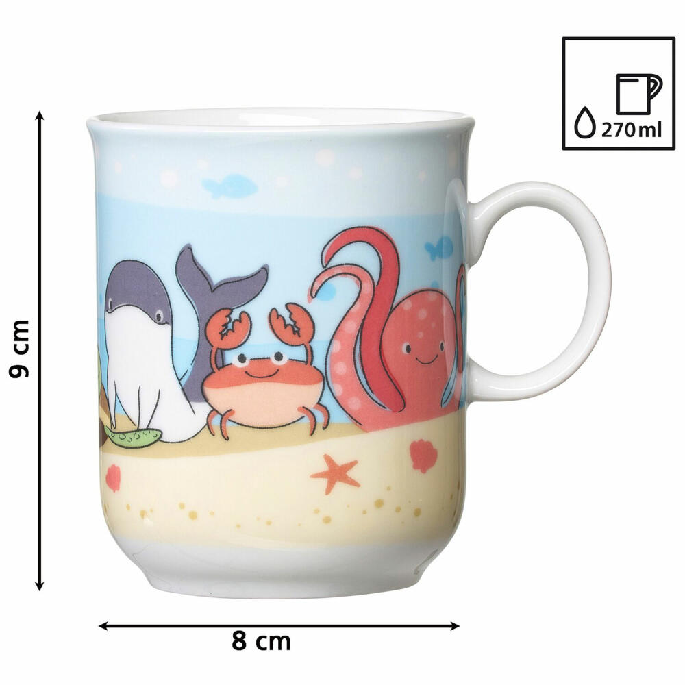 Ritzenhoff & Breker Unterwasserwelt Kinderset, 3-tlg., Becher, Schale, Teller, Geschirr, Kinder, Porzellan, 426472