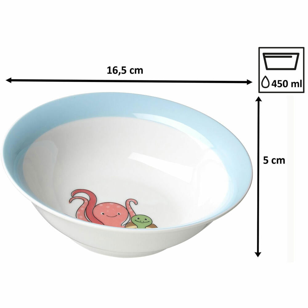 Ritzenhoff & Breker Unterwasserwelt Kinderset, 3-tlg., Becher, Schale, Teller, Geschirr, Kinder, Porzellan, 426472