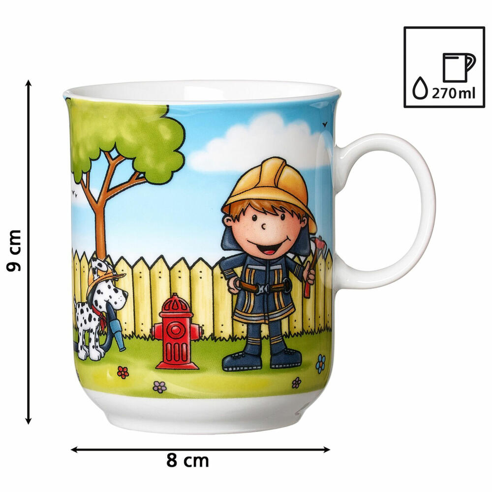 Ritzenhoff & Breker Feuerwehrmann Bernie Kinder-Set, 3-tlg., Becher, Schale, Teller, Geschirr, Kinder, Porzellan, 427028