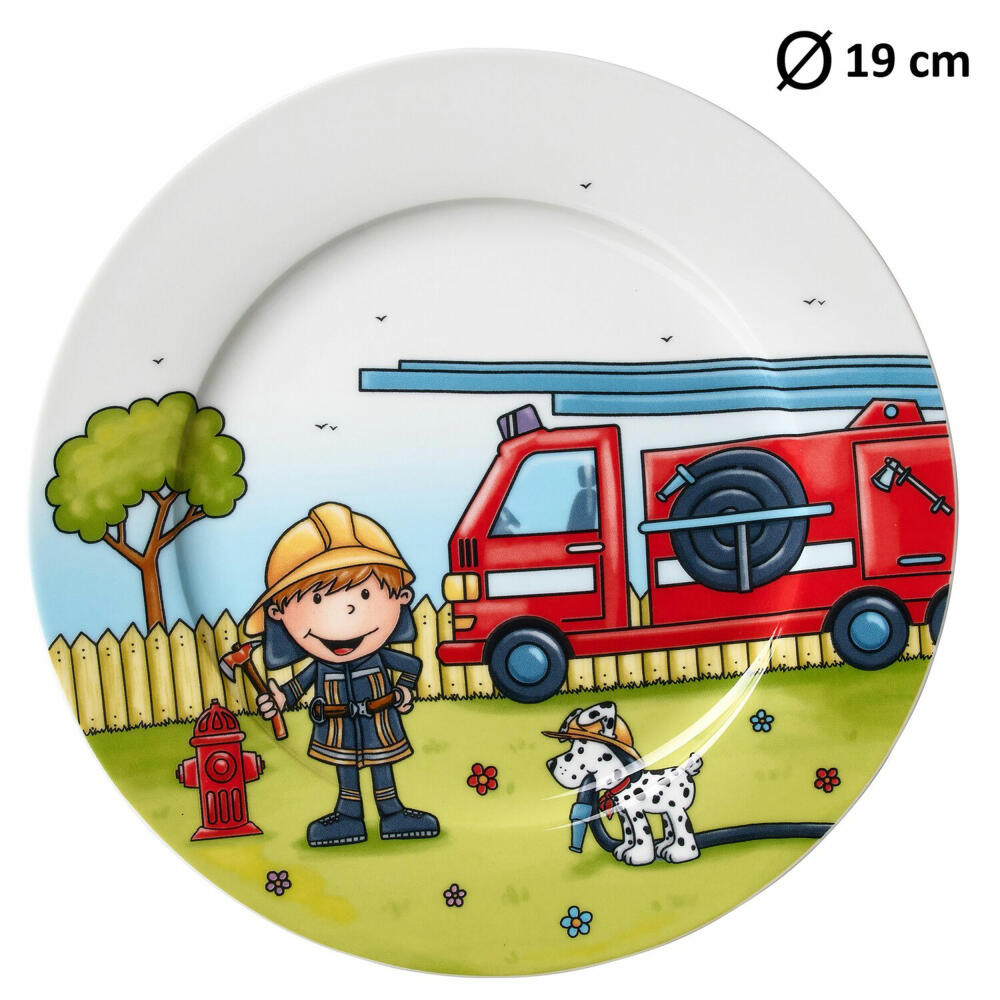 Ritzenhoff & Breker Feuerwehrmann Bernie Kinder-Set, 3-tlg., Becher, Schale, Teller, Geschirr, Kinder, Porzellan, 427028
