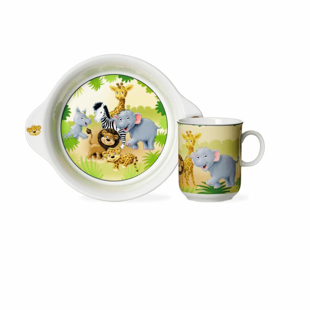 Ritzenhoff & Breker Tiere Kinderset Afrikatiere, 2-tlg., Becher, Schale, Geschirr, Kinder, Porzellan, 427790