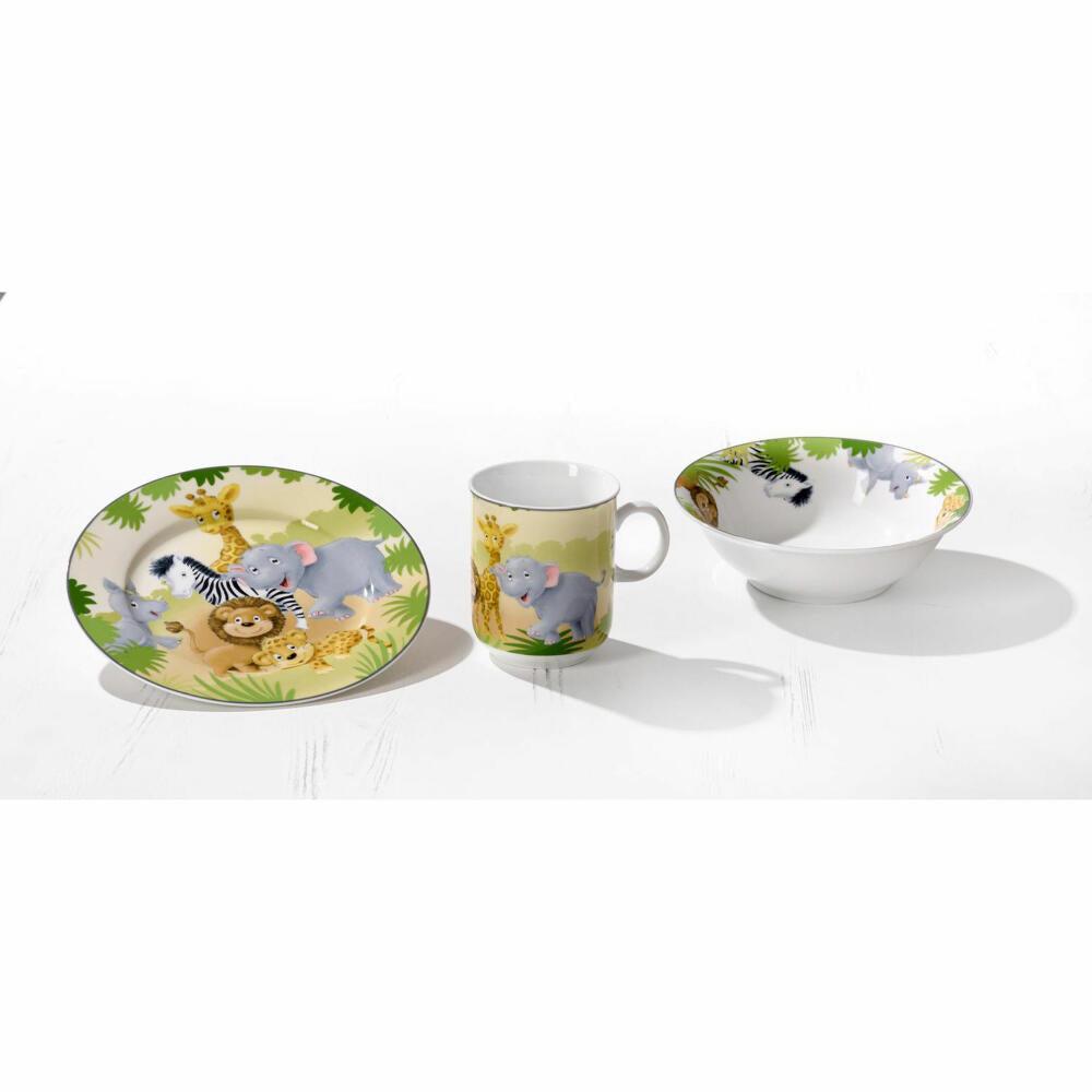 Ritzenhoff &amp; Breker Animals Children's Set African Animals, 3-piece, Mug, Bowl, Plate, Tableware, Children, Porcelain, 427806