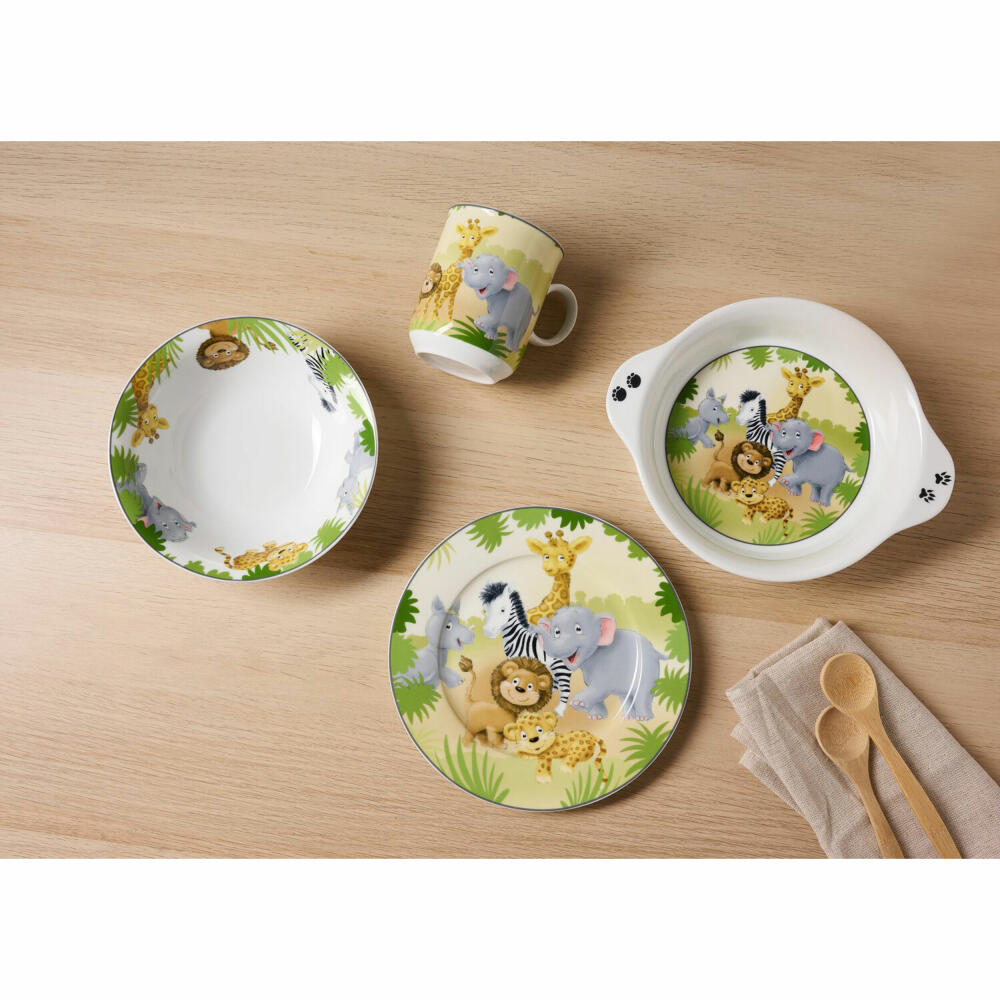 Ritzenhoff &amp; Breker Animals Children's Set African Animals, 3-piece, Mug, Bowl, Plate, Tableware, Children, Porcelain, 427806