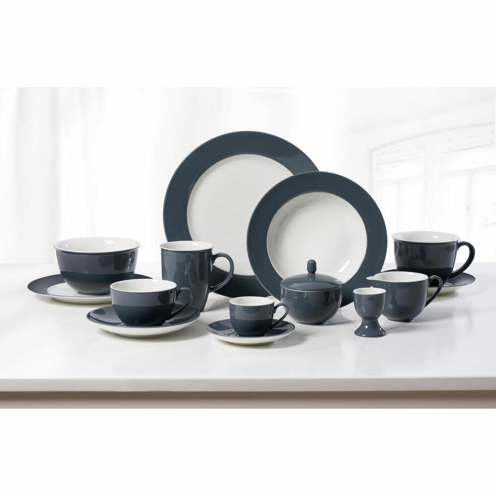 Ritzenhoff &amp; Breker Plate Doppio, breakfast plate, cake plate, dessert plate, porcelain, anthracite, Ø 20.5 cm, 430202