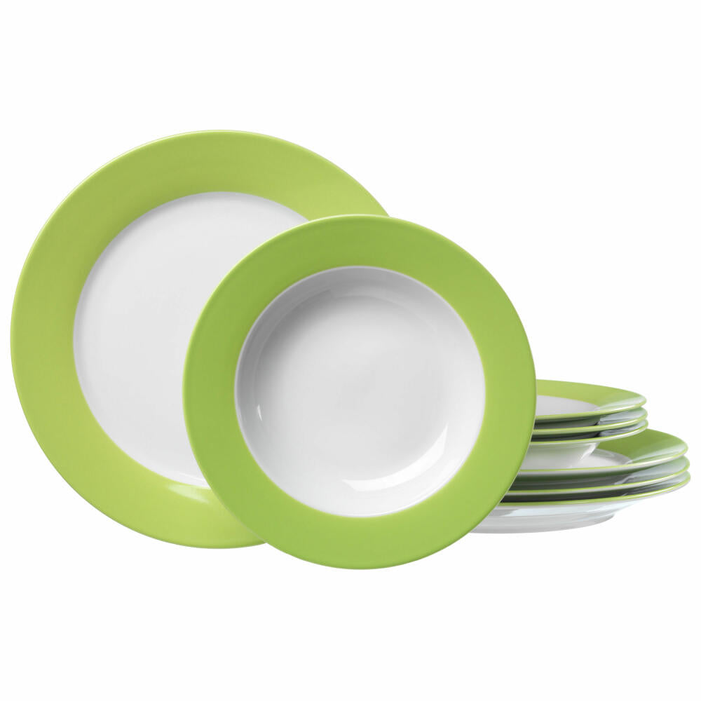 Ritzenhoff &amp; Breker DOPPIO dinner service 8-piece, tableware set, service, round, porcelain, green, 596700