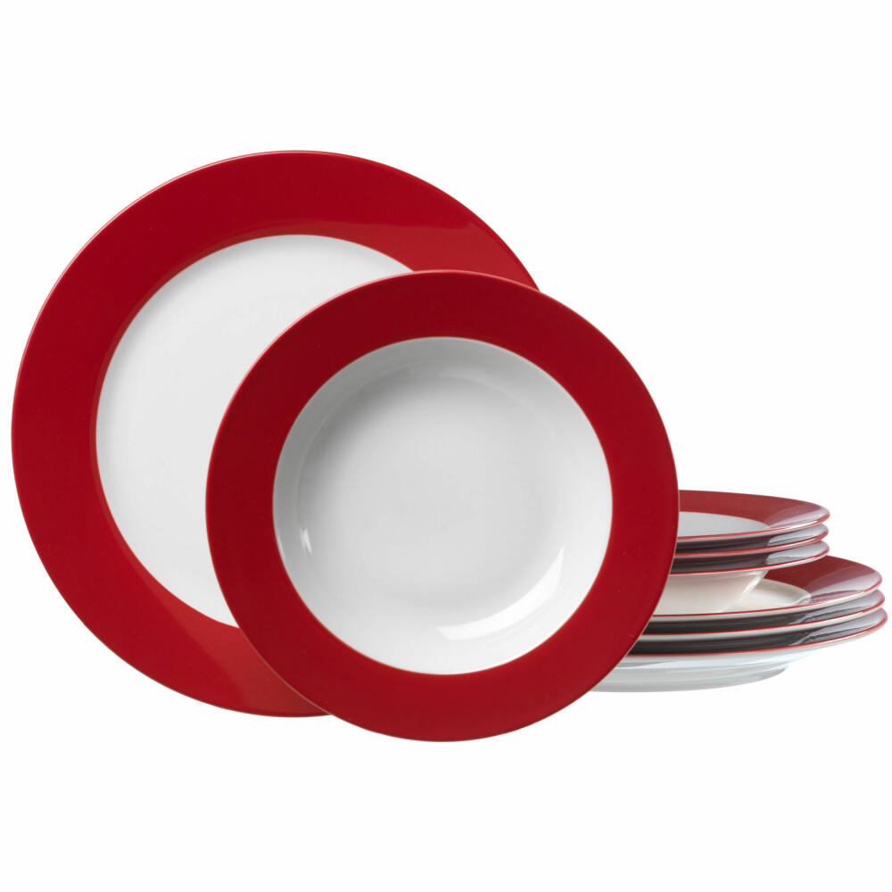 Ritzenhoff &amp; Breker DOPPIO dinner service 8-piece, tableware set, service, round, porcelain, red, 596717