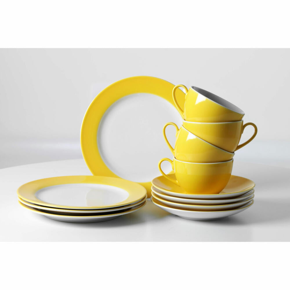 Ritzenhoff &amp; Breker DOPPIO coffee service 12-piece, tableware set, service, round, porcelain, yellow, 597011