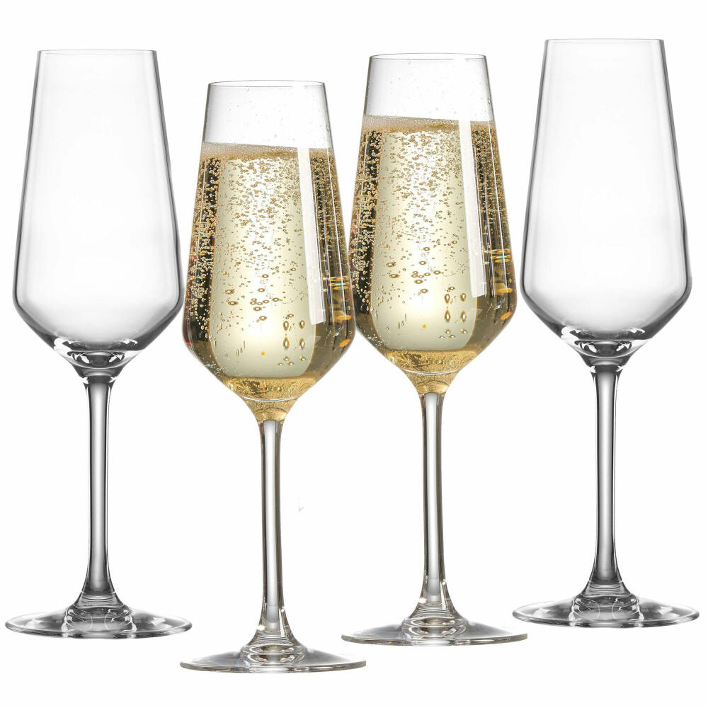 Ritzenhoff &amp; Breker Mambo champagne flutes set of 4, champagne glasses, crystal glass, clear, 230 ml, 813210