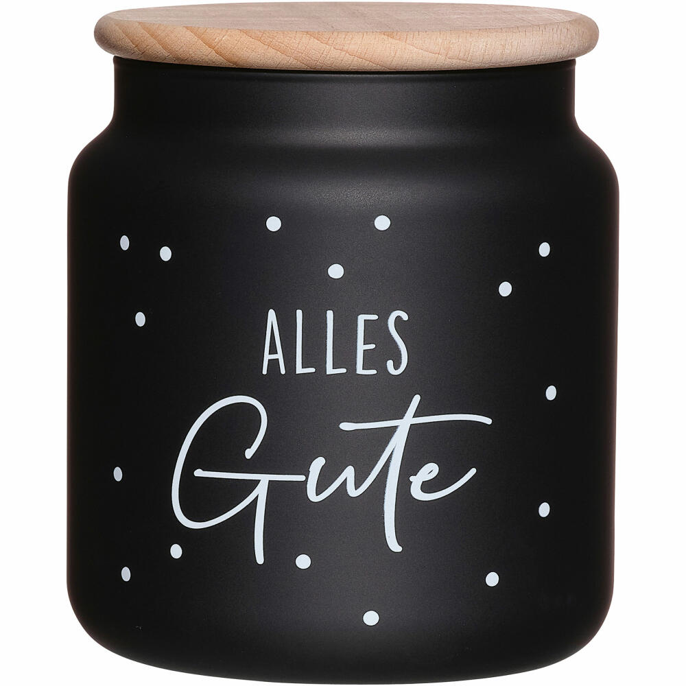 Ritzenhoff &amp; Breker Dose Svart Alles Gute, storage jar, storage container, glass / wood, black, 1.1 L, 817522