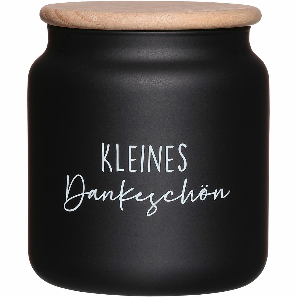 Ritzenhoff &amp; Breker Dose Svart Dankeschön, storage jar, storage container, glass / wood, black, 1.1 L, 817546