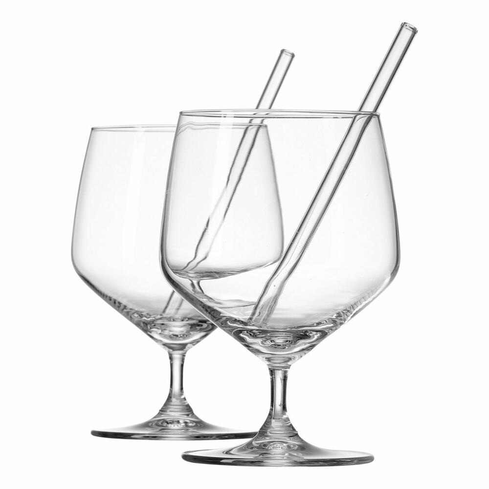 Ritzenhoff & Breker Soda Ginglas mit Trinkhalmen, 2er Set, Gingläser, Longdrinkglas, 650 ml, 818789