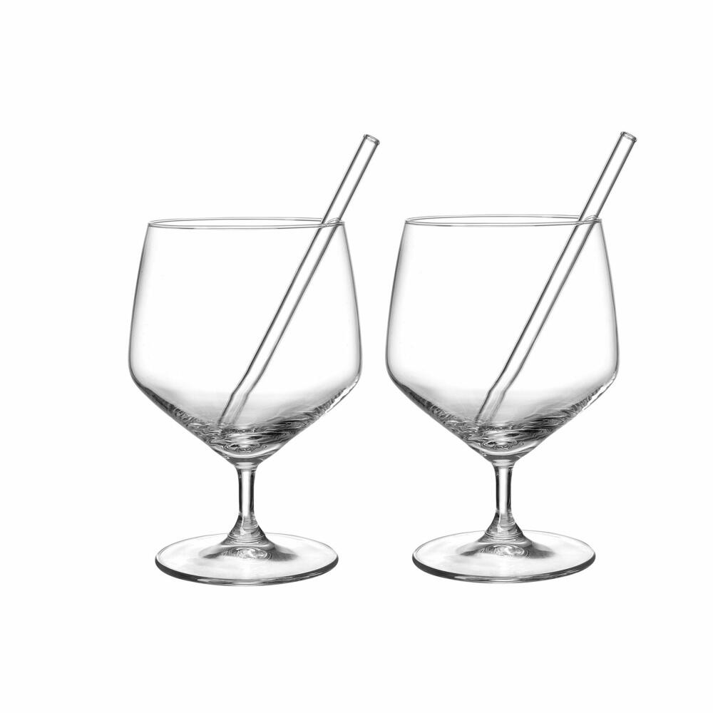 Ritzenhoff & Breker Soda Ginglas mit Trinkhalmen, 2er Set, Gingläser, Longdrinkglas, 650 ml, 818789