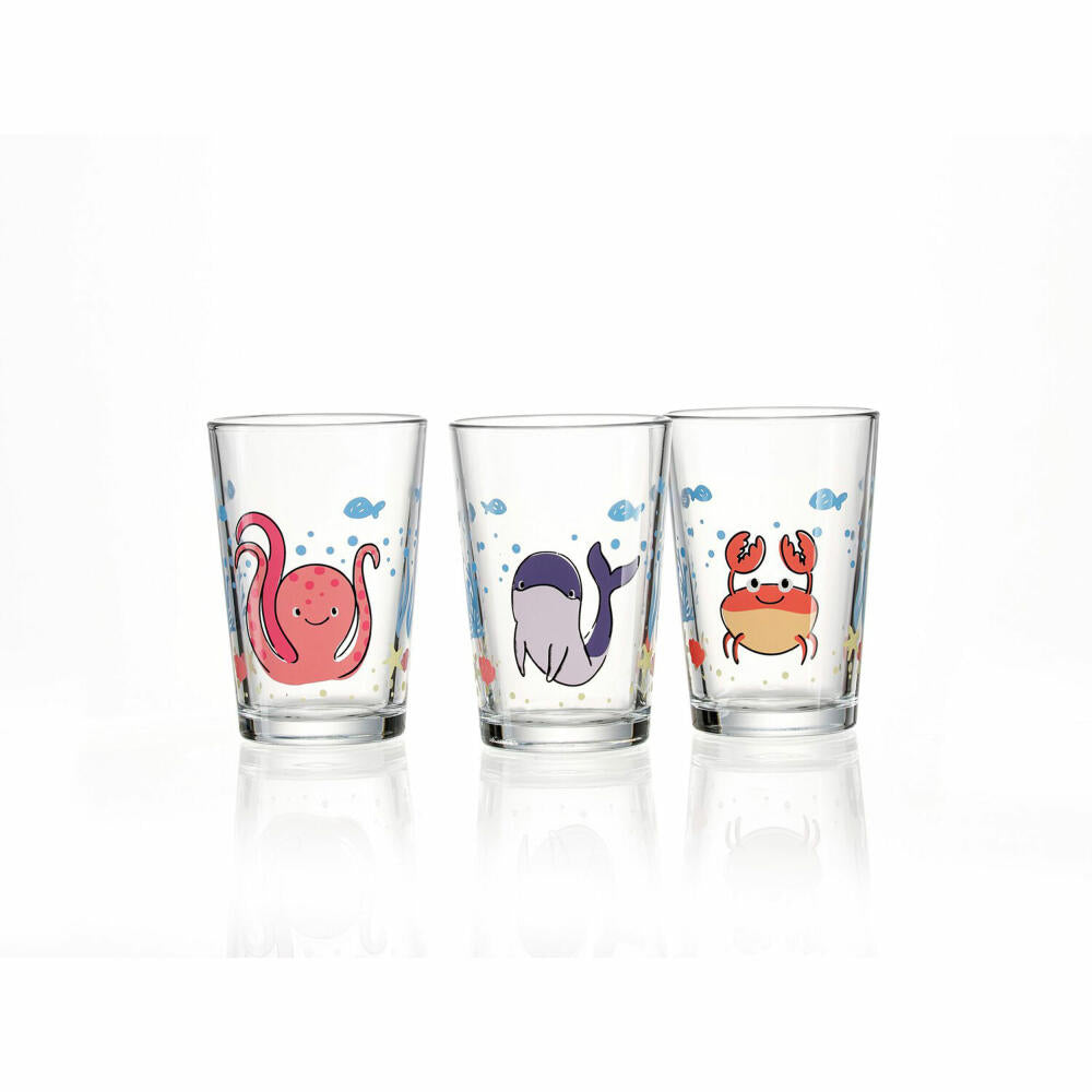 Ritzenhoff & Breker Unterwasserwelt Kinder-Trink-Becher, 3-tlg., Trinkglas, Wasserglas, Kinder, Glas, 818802