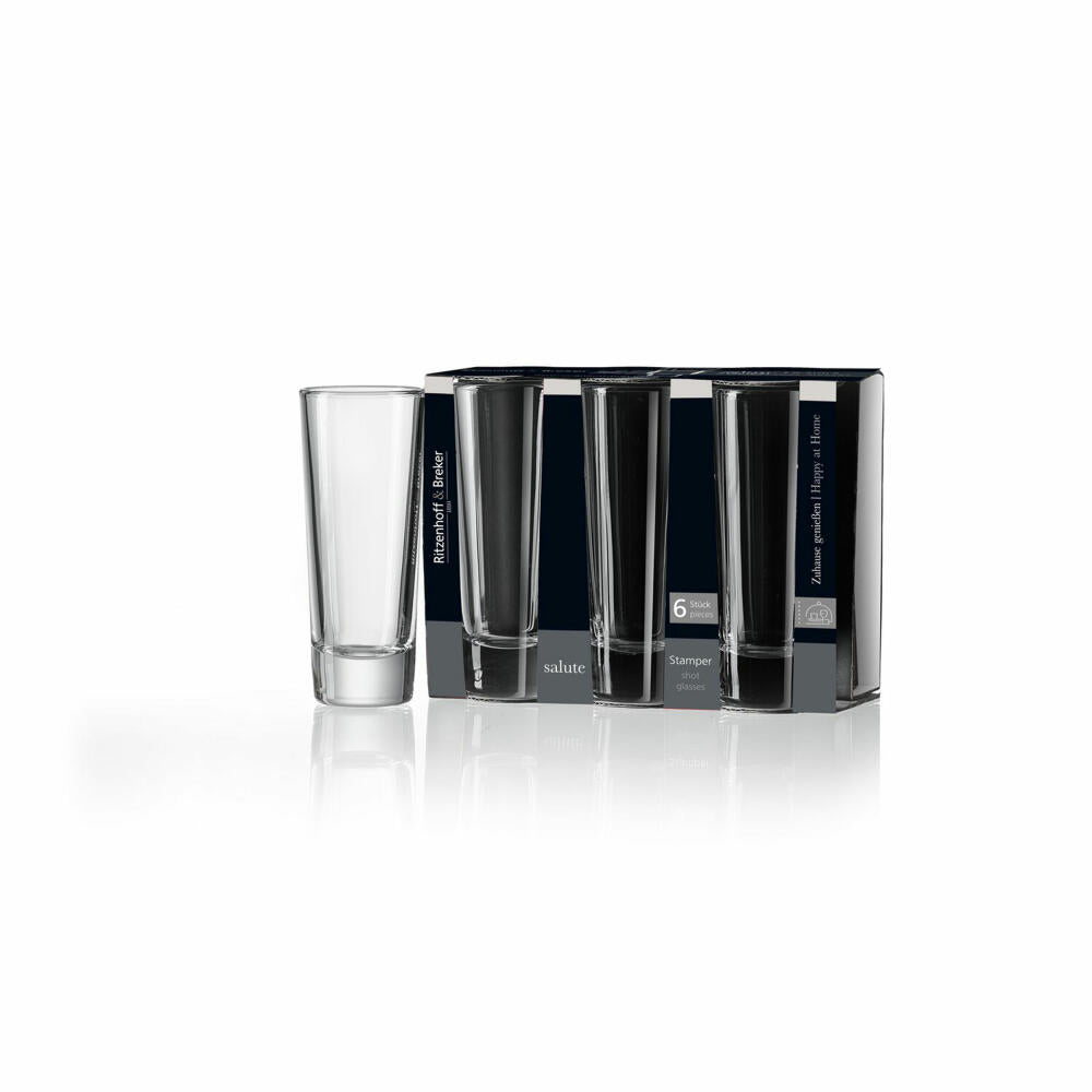 Ritzenhoff &amp; Breker Salute shot glasses, set of 6, stamper, shot glass, 65 ml, 818918