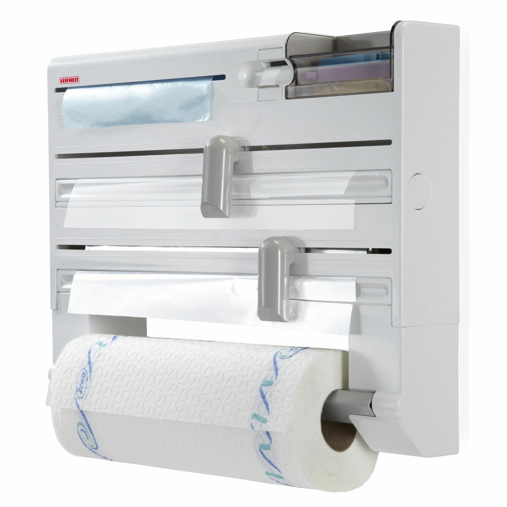 Leifheit Wandrollenhalter Parat Plus, Küchenrollenhalter für Alufolie und Frischhaltefolie, 30,2 cm, 25723
