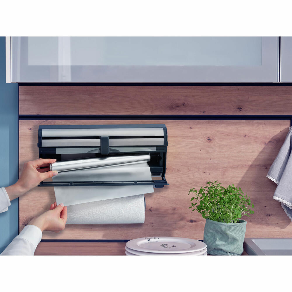 Leifheit Wandrollenhalter Parat Royal II, Küchenrollenhalter, Rollenhalter, für Alufolie und Frischhaltefolie, 25793