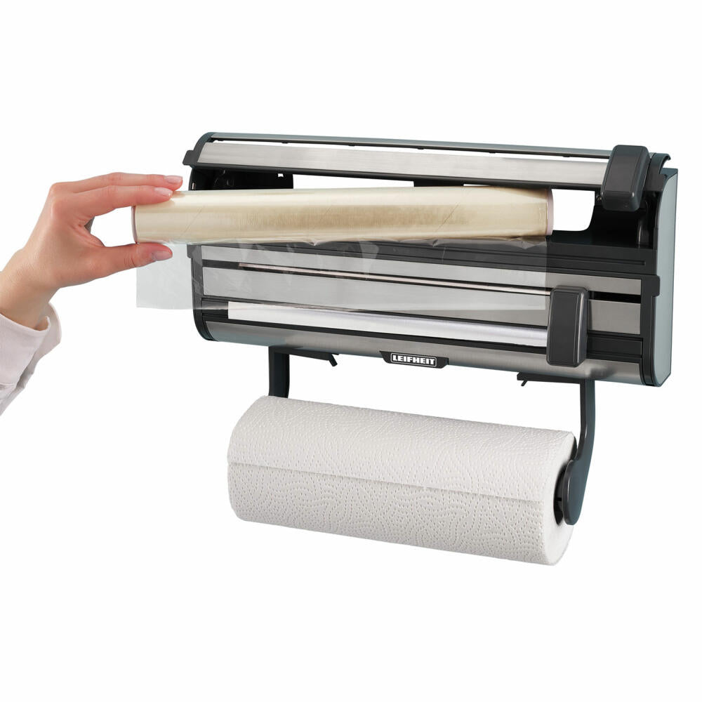 Leifheit Wandrollenhalter Parat Royal II, Küchenrollenhalter, Rollenhalter, für Alufolie und Frischhaltefolie, 25793