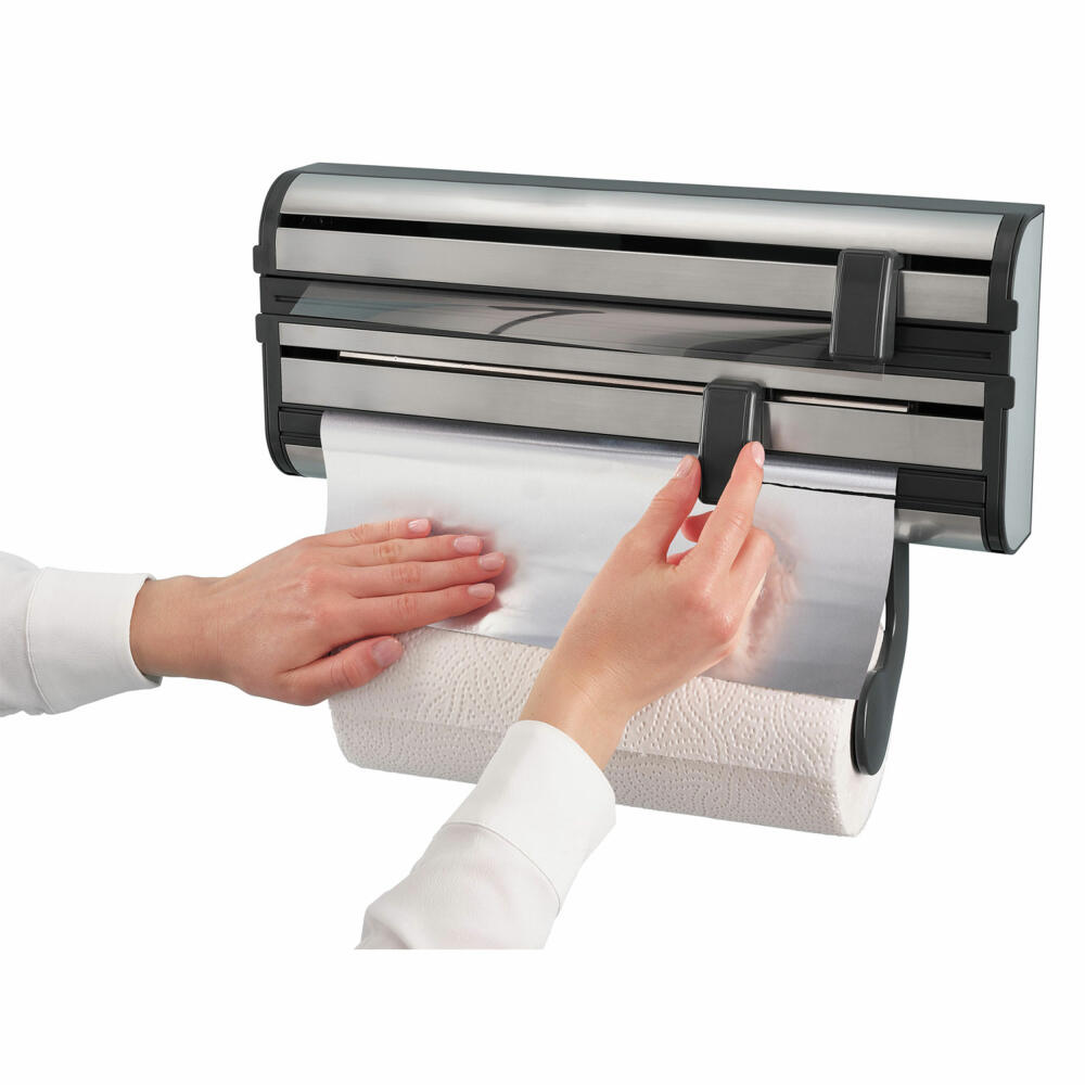 Leifheit Wandrollenhalter Parat Royal II, Küchenrollenhalter, Rollenhalter, für Alufolie und Frischhaltefolie, 25793