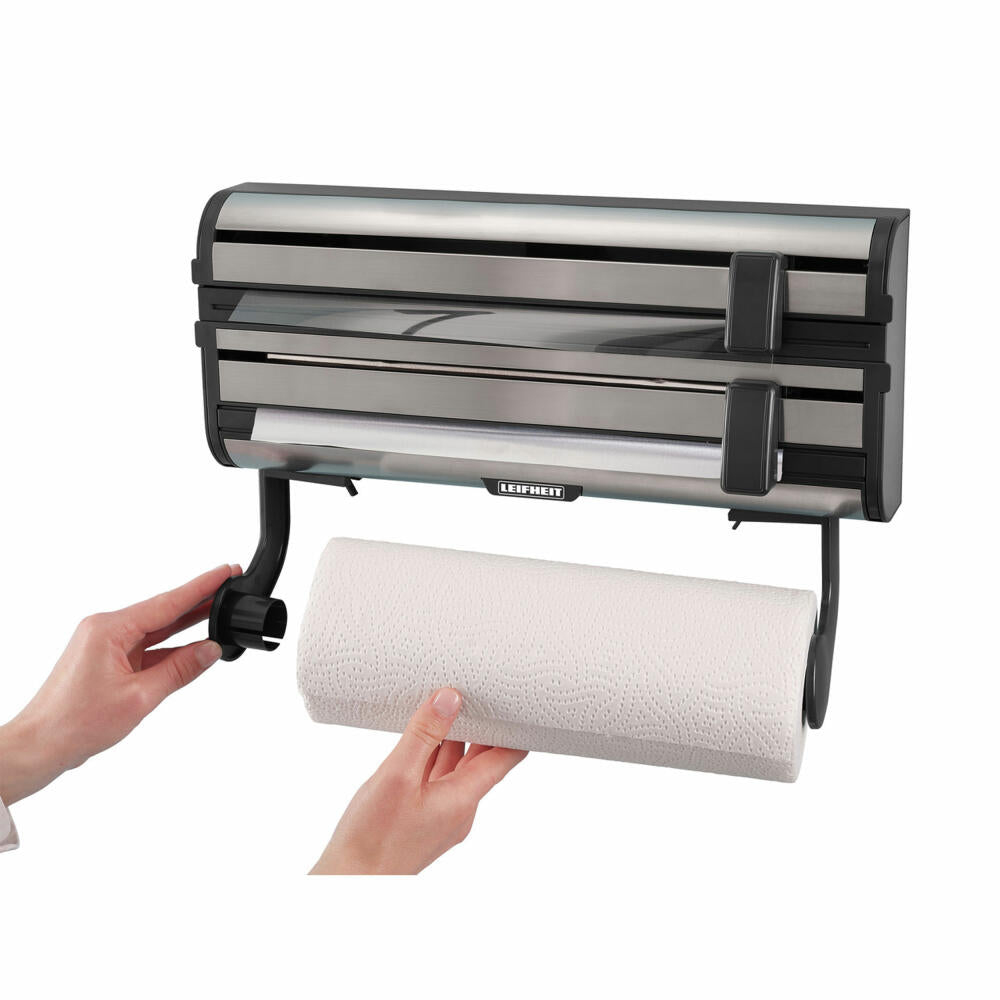 Leifheit Wandrollenhalter Parat Royal II, Küchenrollenhalter, Rollenhalter, für Alufolie und Frischhaltefolie, 25793