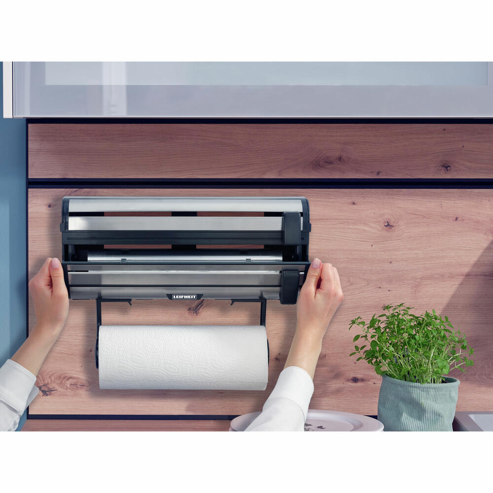 Leifheit Wandrollenhalter Parat Royal II, Küchenrollenhalter, Rollenhalter, für Alufolie und Frischhaltefolie, 25793