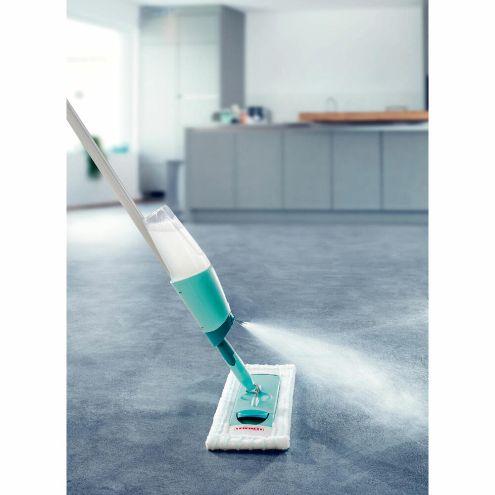 Leifheit Komfort-Sprühwischer Easy Spray XL, Bodenwischer, Sprühwischer, Wischer, Türkis, Silber, 56690