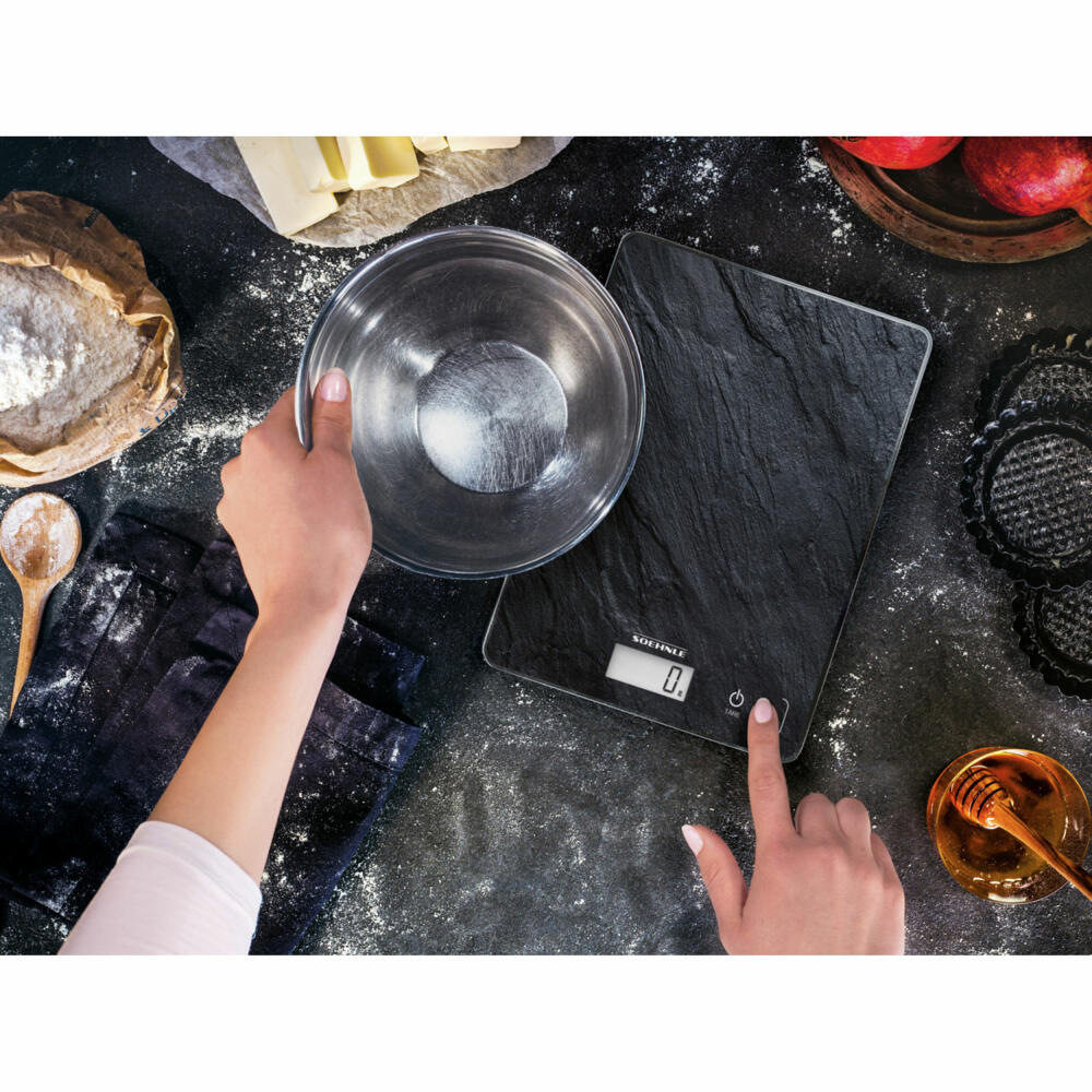 Soehnle Kitchen Scale Digital Page Compact 300 Slate, Kitchen Scale, LCD Display, Black, 61515