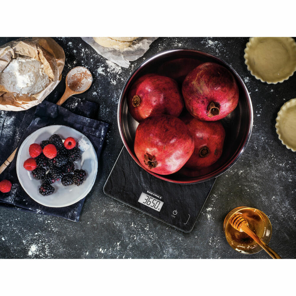Soehnle Kitchen Scale Digital Page Compact 300 Slate, Kitchen Scale, LCD Display, Black, 61515