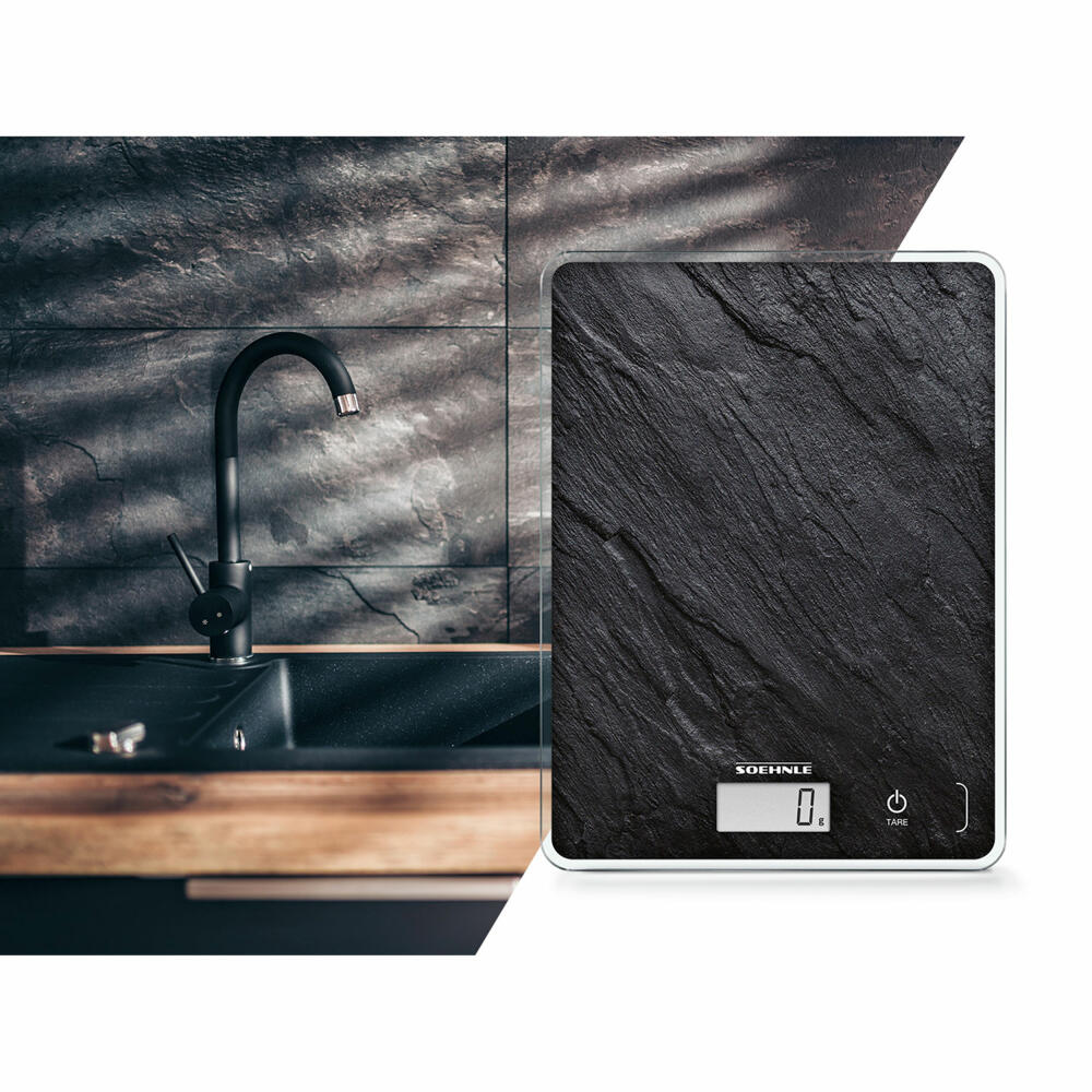 Soehnle Kitchen Scale Digital Page Compact 300 Slate, Kitchen Scale, LCD Display, Black, 61515