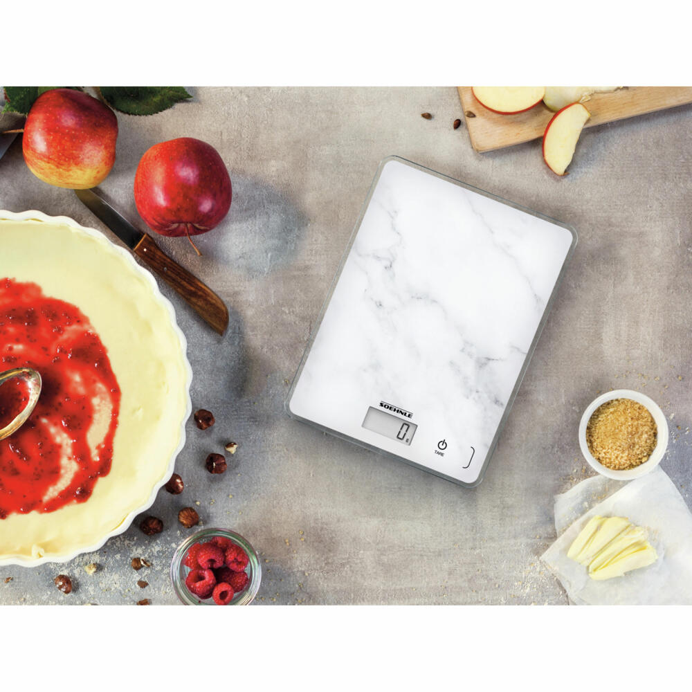 Soehnle Kitchen Scale Digital Page Compact 300 Marble, Kitchen Scale, LCD Display, White, 61516
