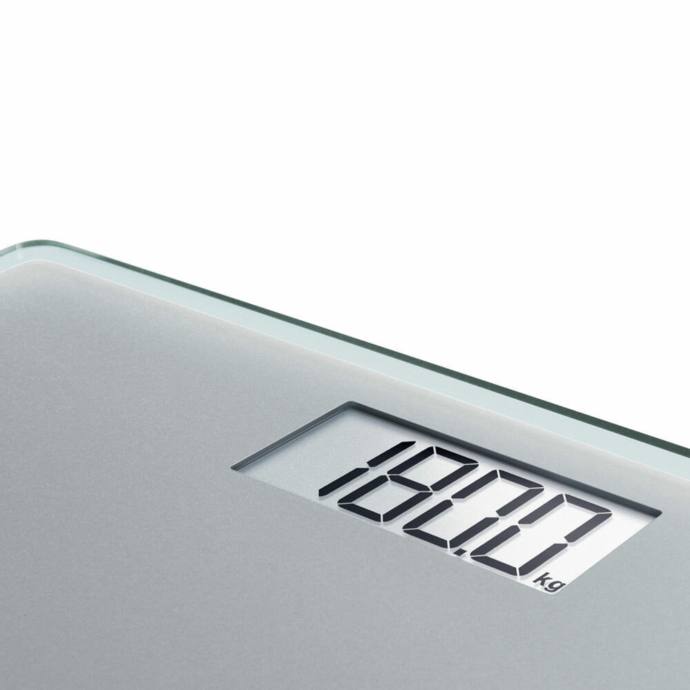 Soehnle Personenwaage Digital Style Sense Compact 300, Körperwaage, Sicherheitsglas, LCD-Display, Silber, 63852