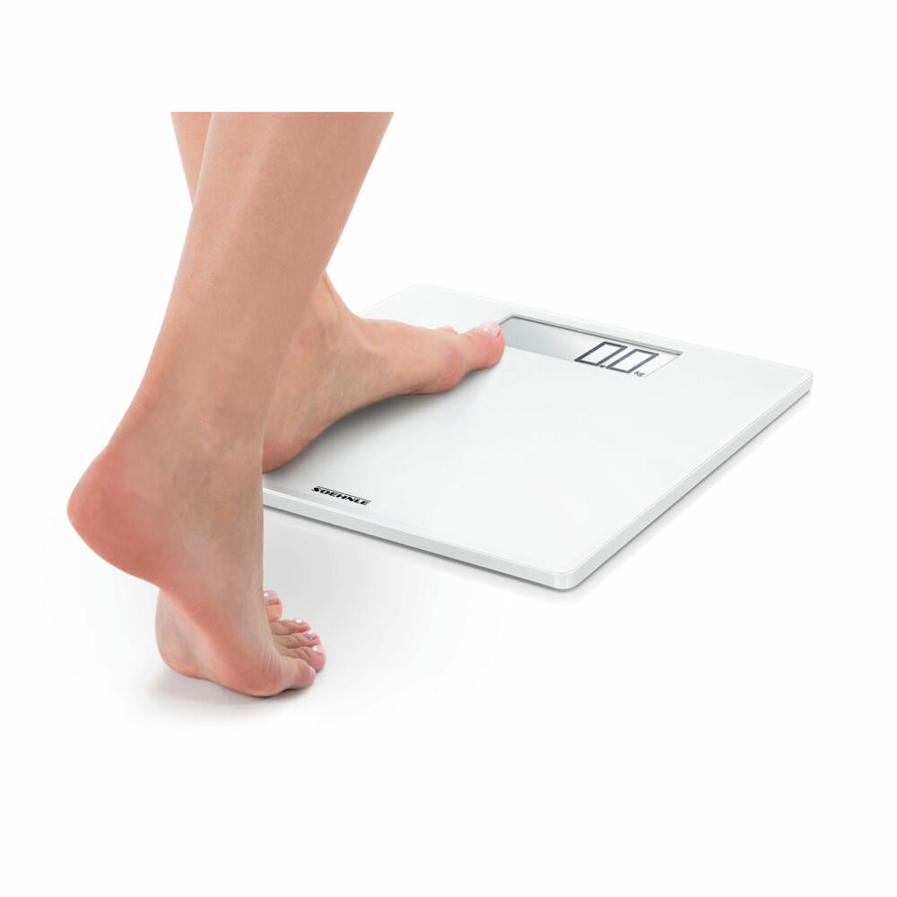 Soehnle Personal Scale Digital Style Sense Safe 100, Body Scale, Safety Glass, LCD Display, White, 63856