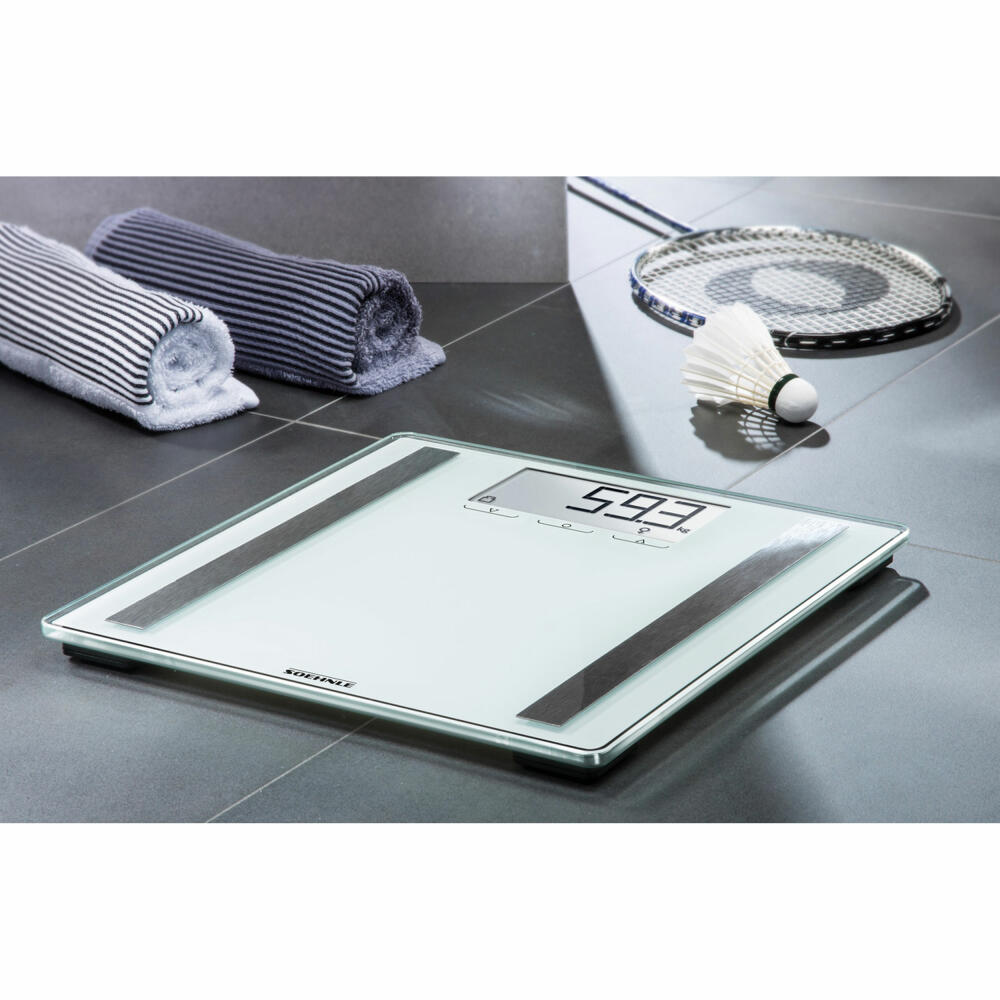 Soehnle Personal Scale Analysis Shape Sense Control 200, Body Scale, Safety Glass, LCD Display, Silver, 63858
