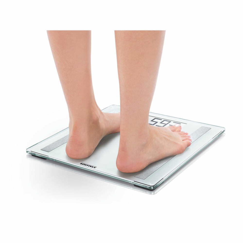 Soehnle Personal Scale Analysis Shape Sense Control 200, Body Scale, Safety Glass, LCD Display, Silver, 63858