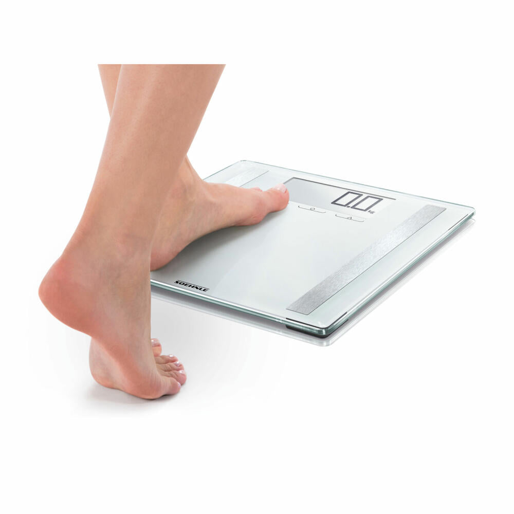 Soehnle Personal Scale Analysis Shape Sense Control 200, Body Scale, Safety Glass, LCD Display, Silver, 63858