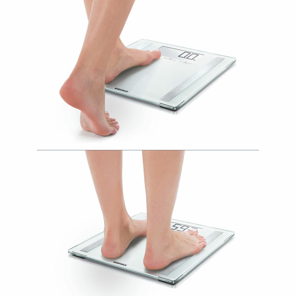 Soehnle Personal Scale Analysis Shape Sense Control 200, Body Scale, Safety Glass, LCD Display, Silver, 63858