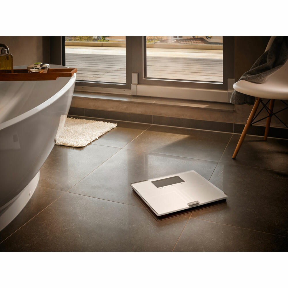 Soehnle Personenwaage Connect Shape Sense Connect 200 mit Bluetooth, Körperwaage, Sicherheitsglas, LCD-Display, Silber, 63873